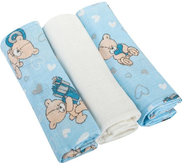 Bomimi Premium Pamut pelenka 80×70 Mackó - kék 3 db Mosható pelenka