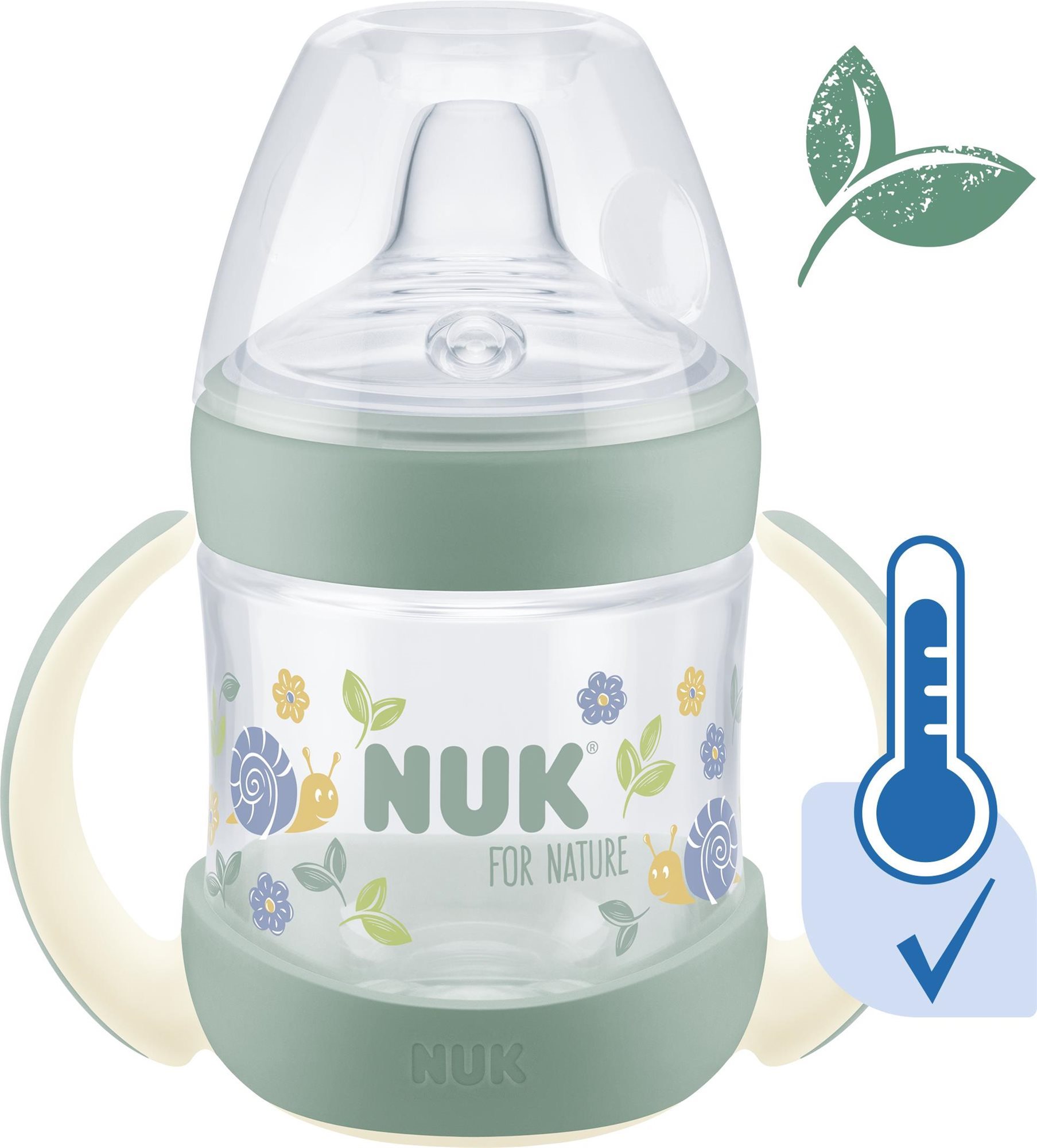 NUK For Nature hőmérséklet-szabályozóval 150 ml zöld Tanulópohár