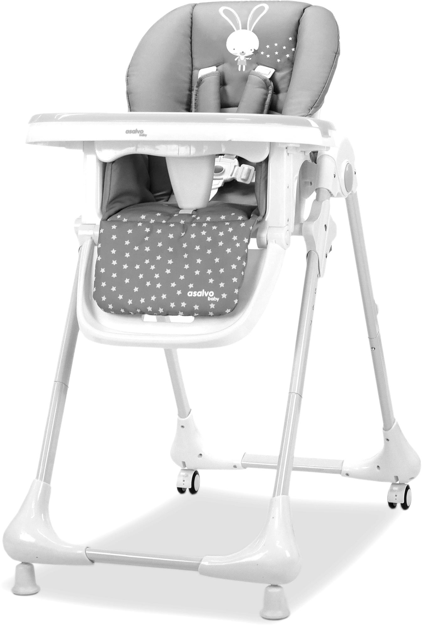 ASALVO Baby jídelní židle rabbit grey Jídelní židlička