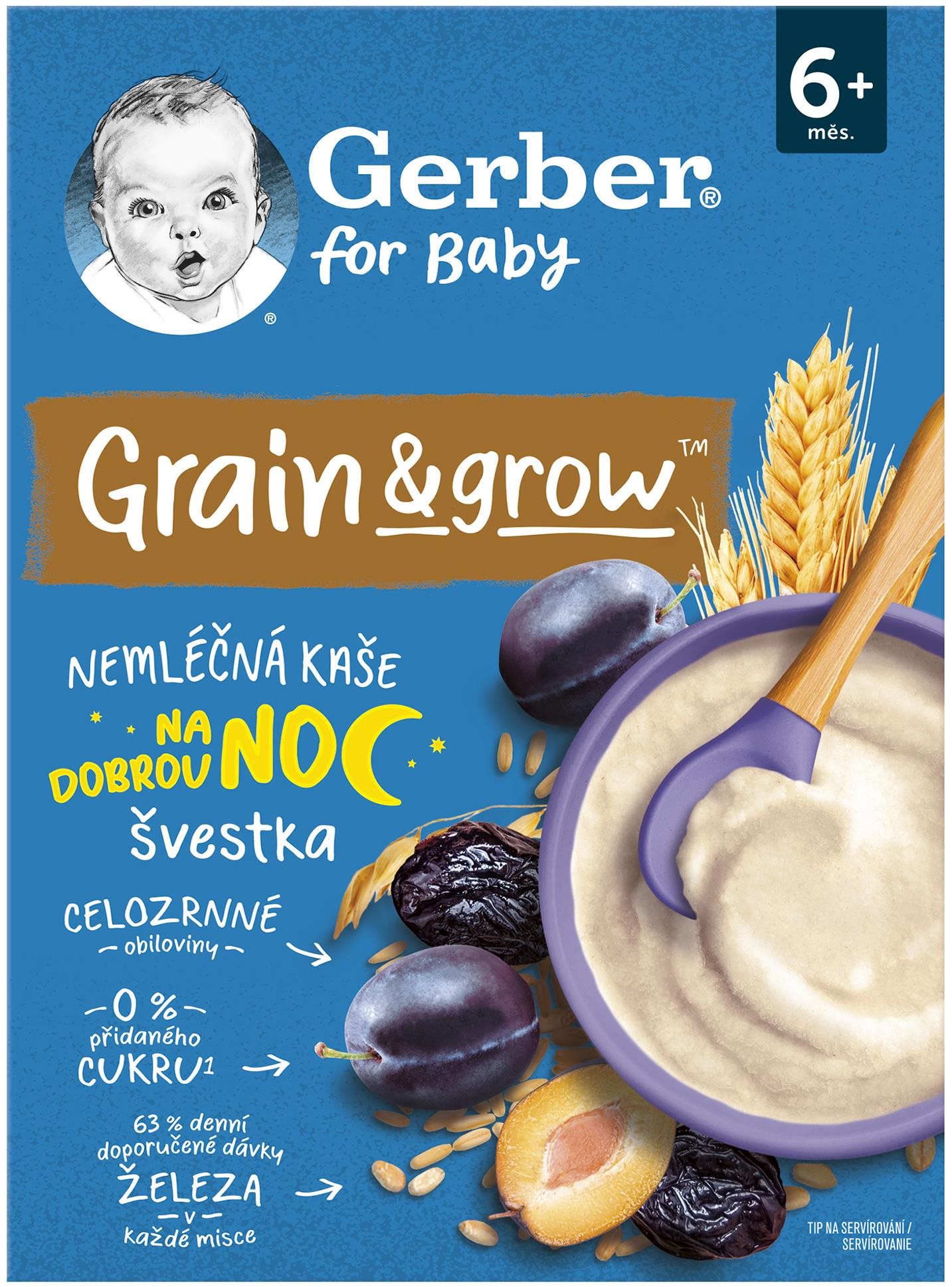 GERBER nemliečna kaša pšenično-ovsená slivka 200 g Nemliečna kaša