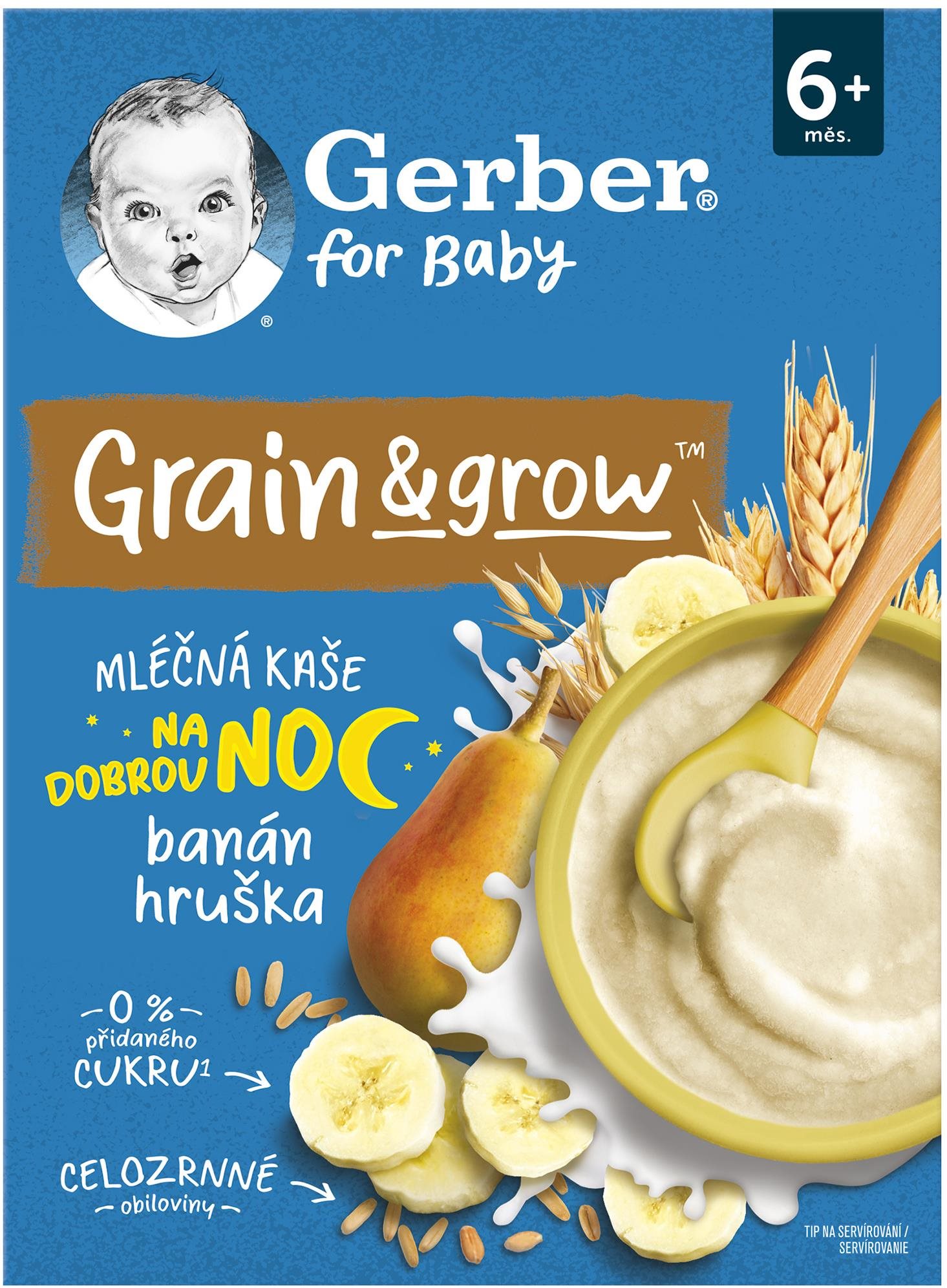 GERBER mliečna kaša pšenično-ovsená banán a hruška 200 g Mliečna kaša