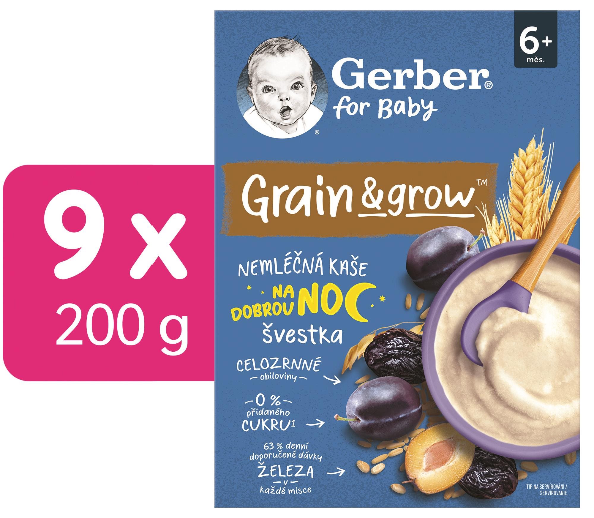 GERBER nemliečna kaša pšenično-ovsená slivka 9× 200 g Nemliečna kaša