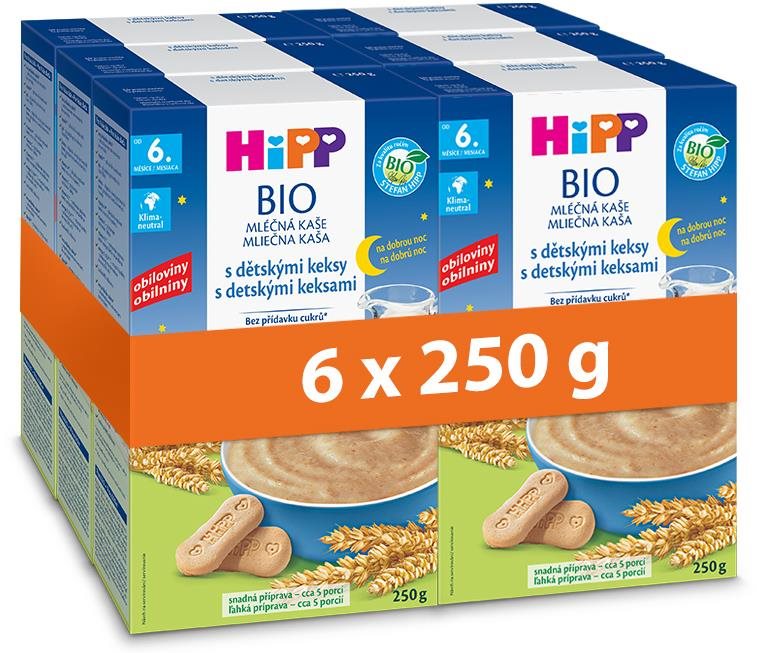HiPP BIO mliečna kaša na dobrú noc s detskými keksami 6× 250 g...