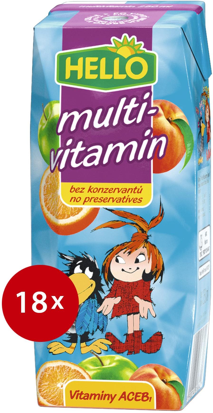 HELLO Mini Multivitamín 18× 250 ml Nápoj