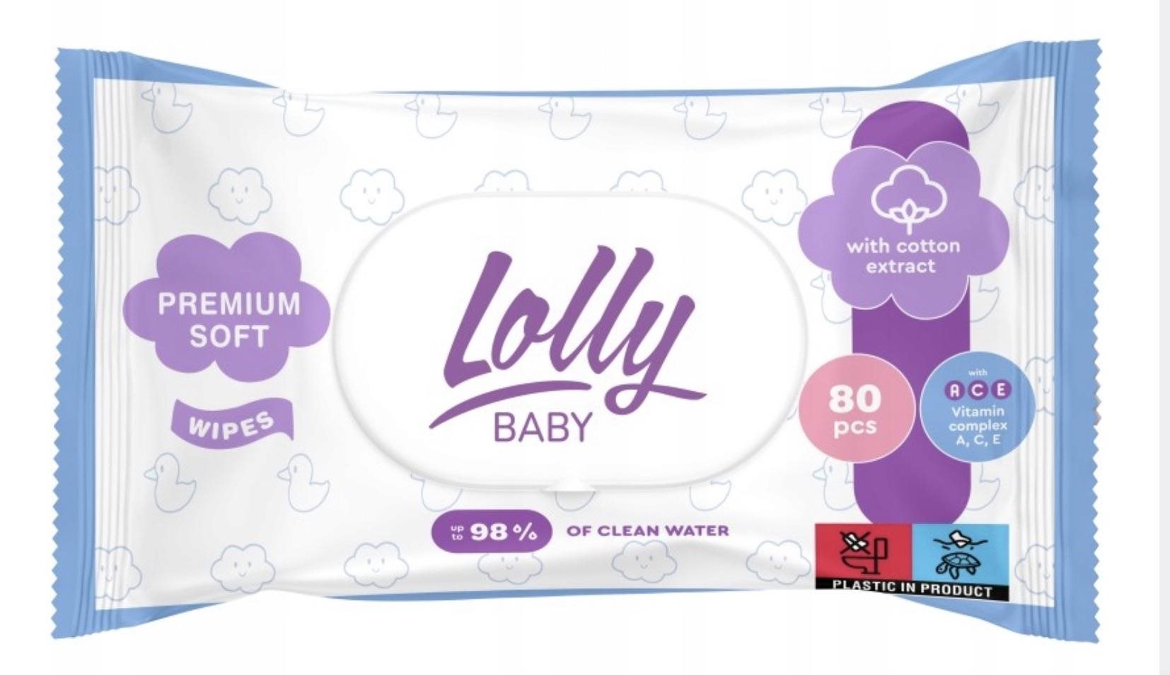 LOLLY BABY Priemium soft 80 db Popsitörlő
