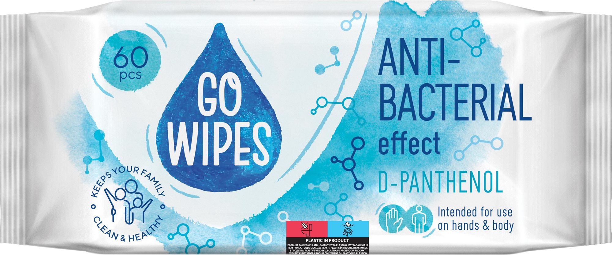 GoWipes nedves antibakteriális törlőkendők 60 db Nedves törlőkendő