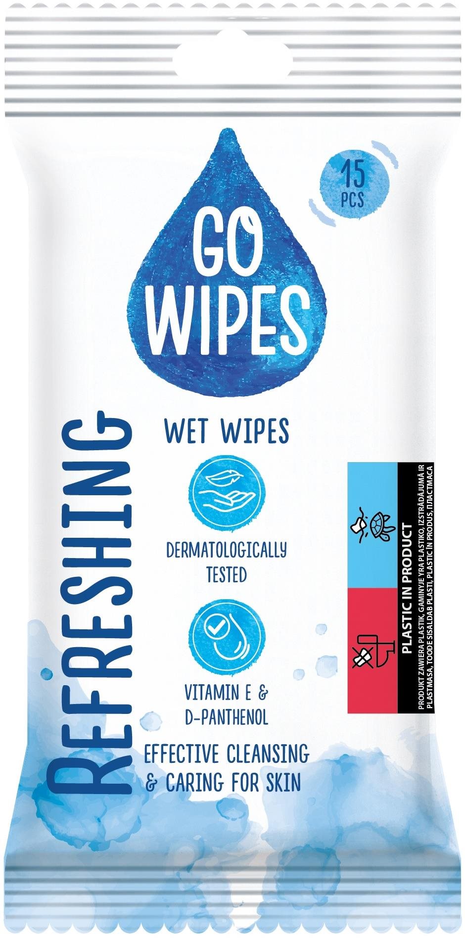 GoWipes vlhčené osviežujúce obrúsky 15 ks Vlhčené obrúsky