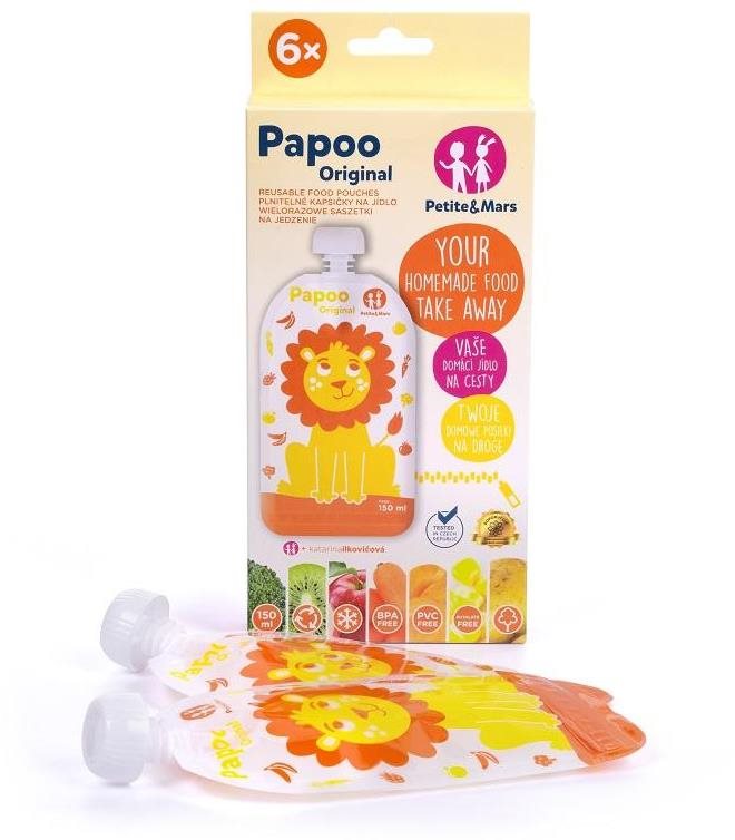 PETITE&MARS kapsička na jedlo Papoo Lev – 6 × 150 ml Plniteľná...