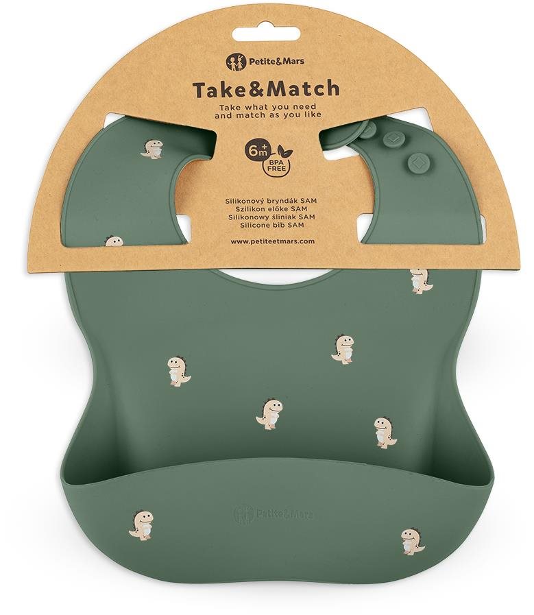 PETITE&MARS Take&Match Green Dinos 6 m+ Podbradník