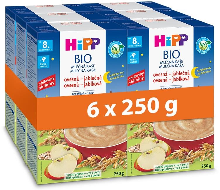 HiPP BIO mliečna kaša na dobrú noc ovsená-jablčná od 8 mes., 6× 250...
