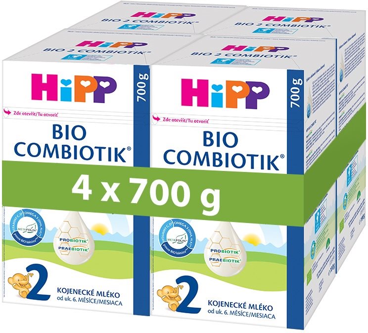 HiPP BIO Combiotik 2, od ukonč. 6. mesiaca,  4× 700 g Dojčenské...