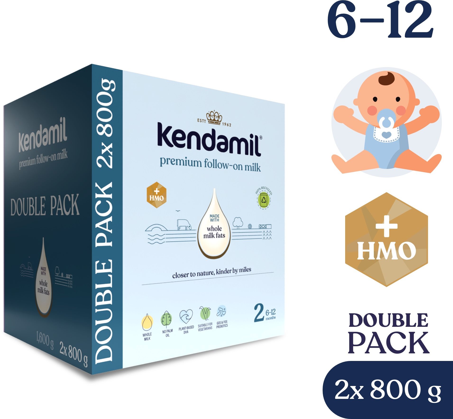 Kendamil Premium 2 HMO+ (2× 800 g) Dojčenské mlieko