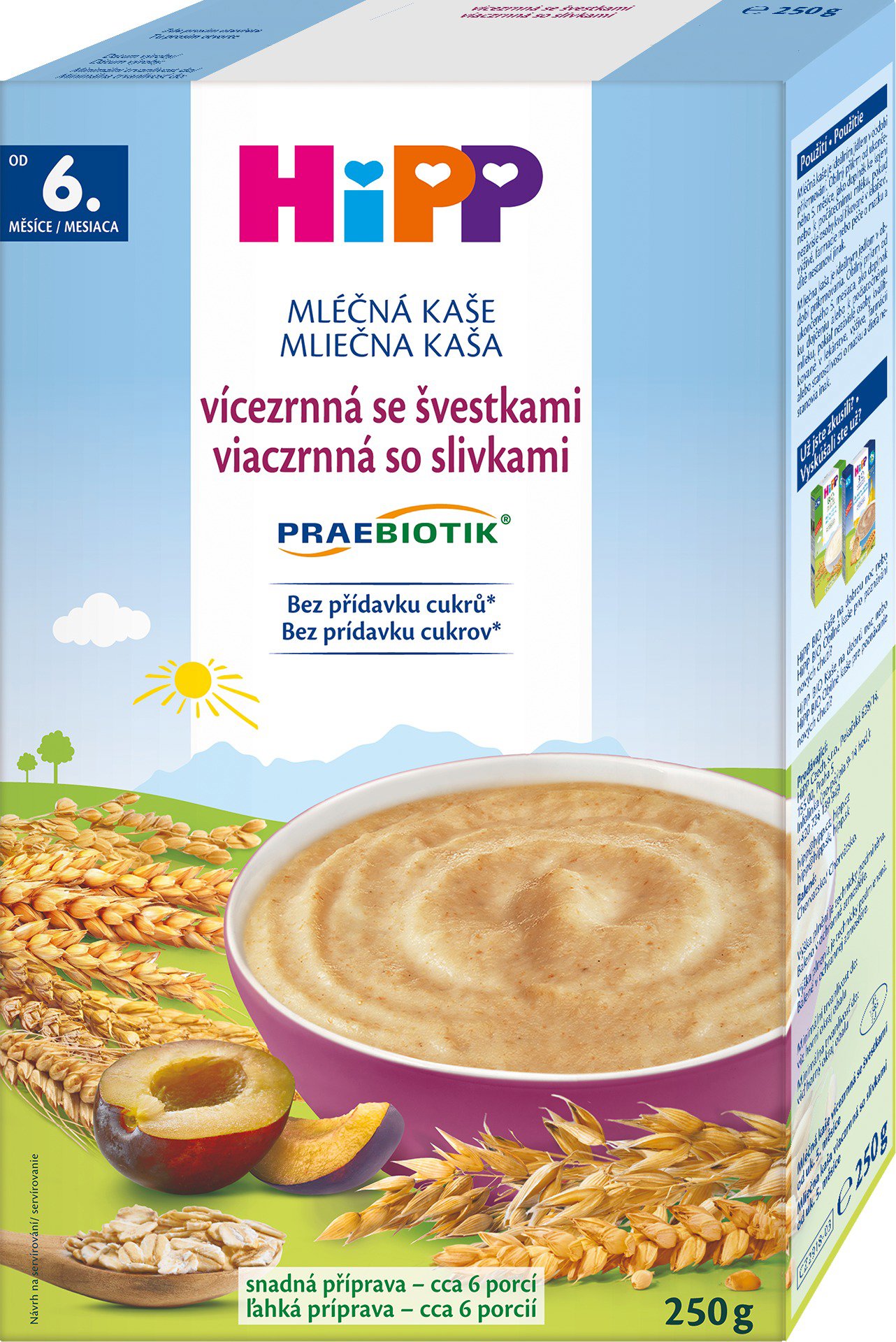 HiPP PRAEBIOTIK Mliečna kaša viaczrnná so slivkami 250 g Mliečna kaša