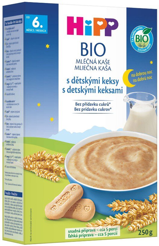 HiPP BIO Mliečna kaša na dobrú noc s detskými keksmi 250 g Mliečna...