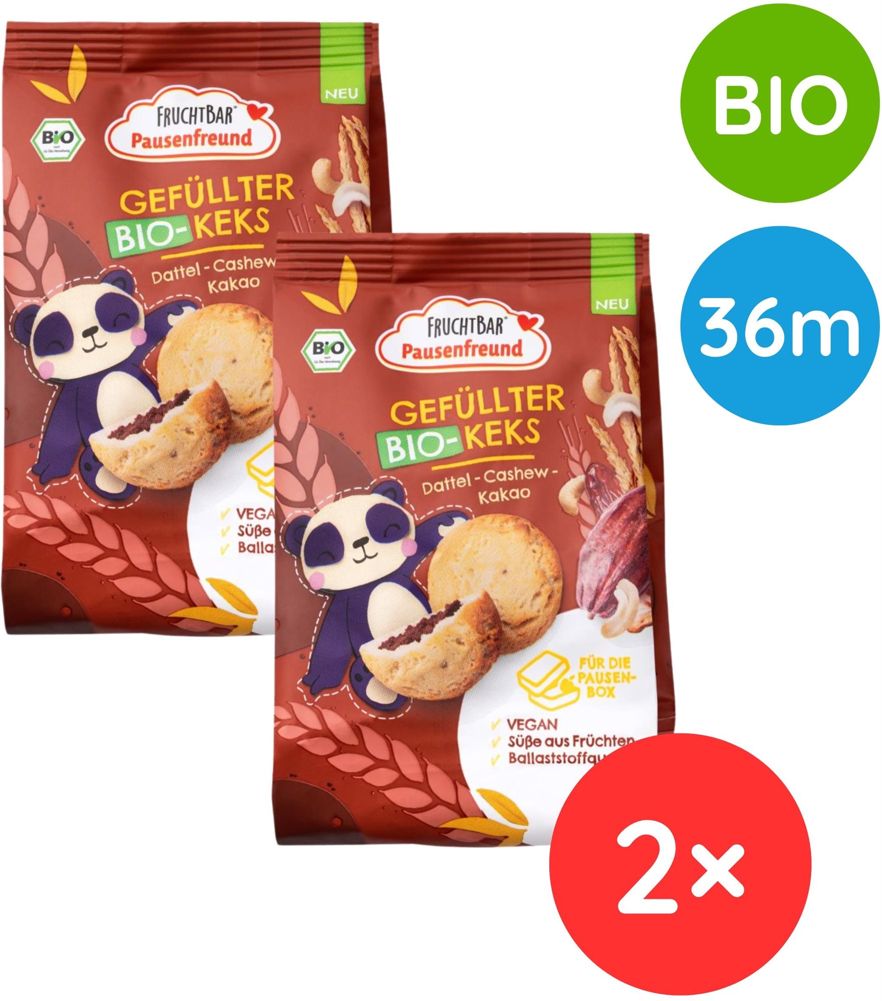 FruchtBar BIO plněné sušenky kešu, datle, kakao 2× 120 g  Sušenky...