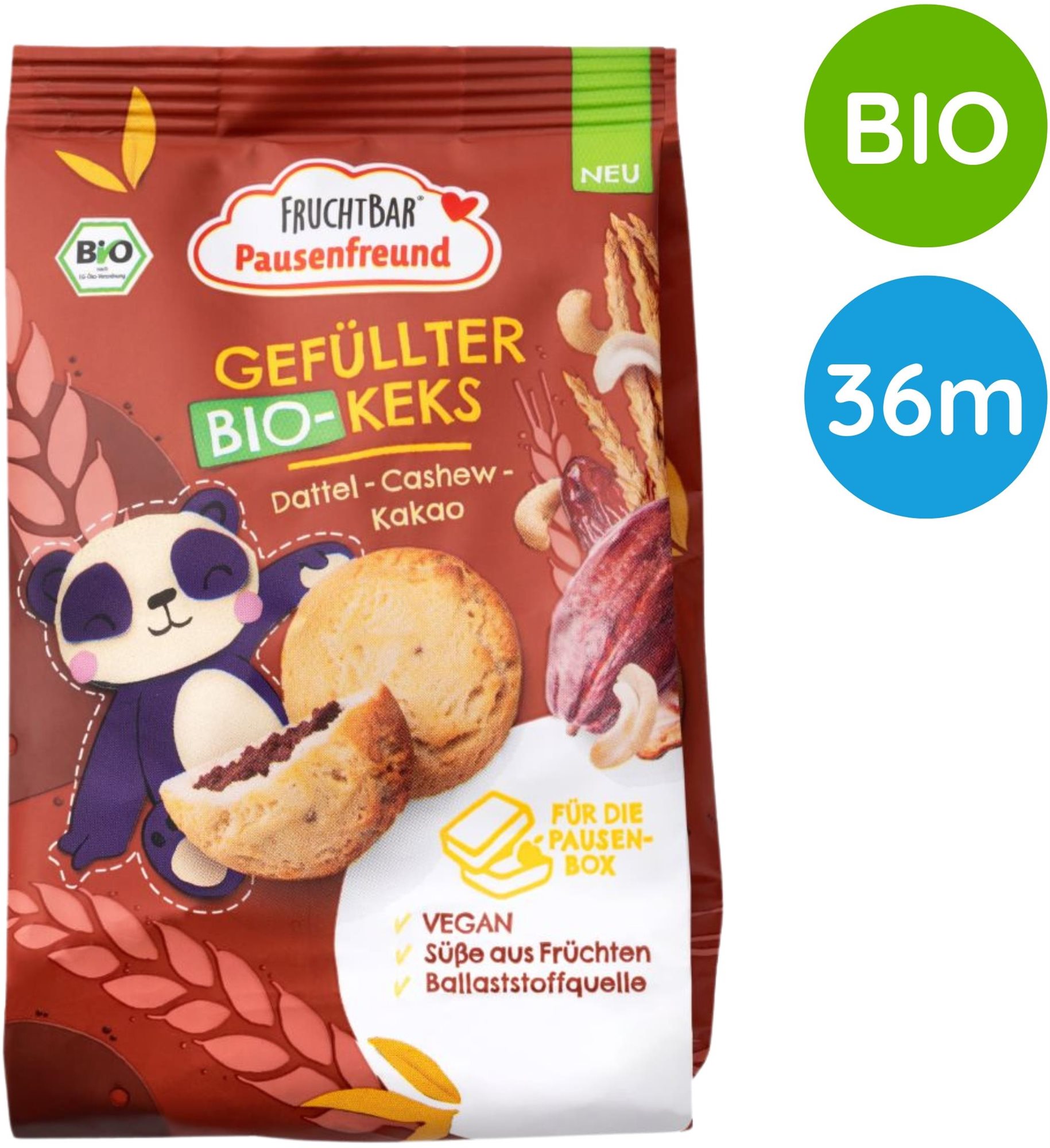 FruchtBar BIO plněné sušenky kešu, datle, kakao 120 g  Sušenky pro...