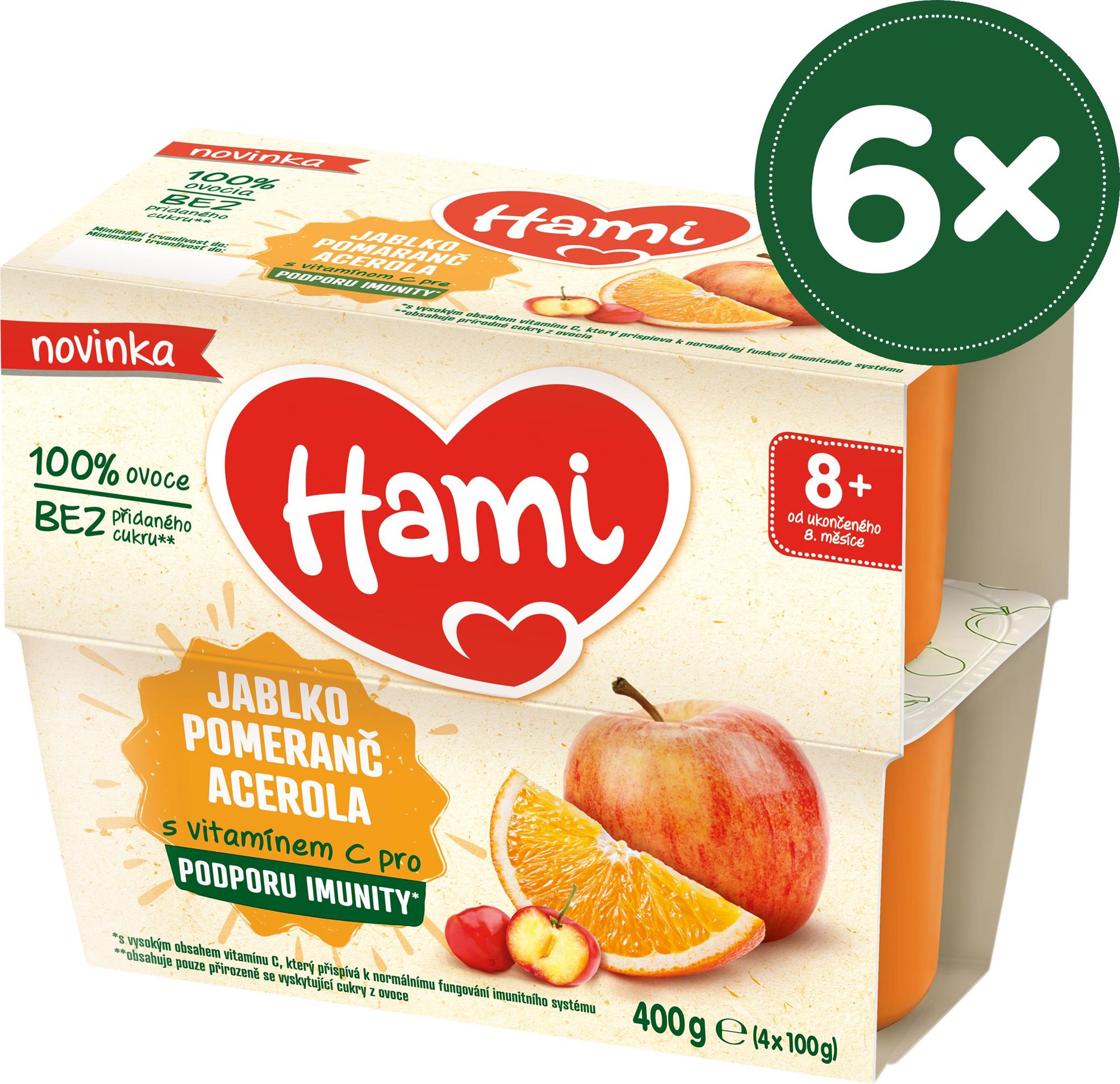 Hami ovocný príkrm 100 % Jablko pomaranč acerola 6 × (4 × 100 g)...
