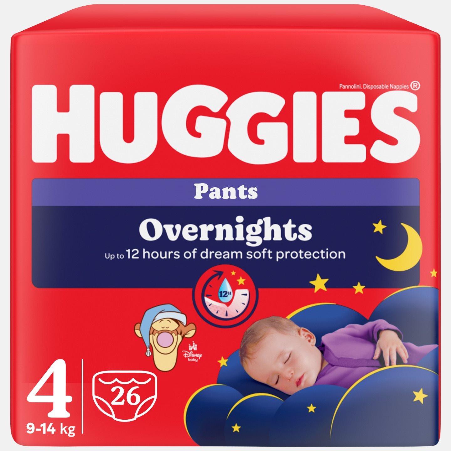 HUGGIES Overnights Pants, 4-es méret (26 db) Bugyipelenka