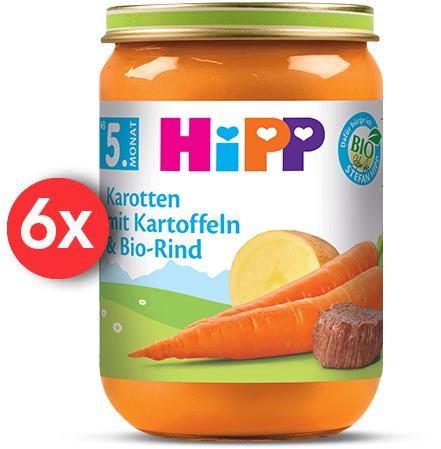 HiPP BIO Mrkva, zemiaky a hovädzie mäso 6× 190 g Príkrm