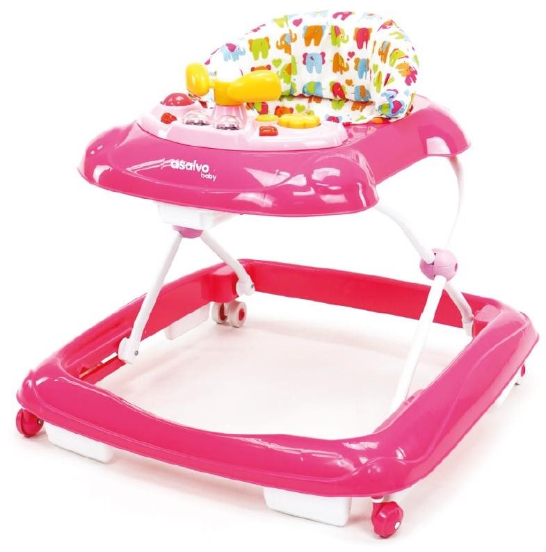 ASALVO BABY WALKER chodúľka pink elephants Chodítko