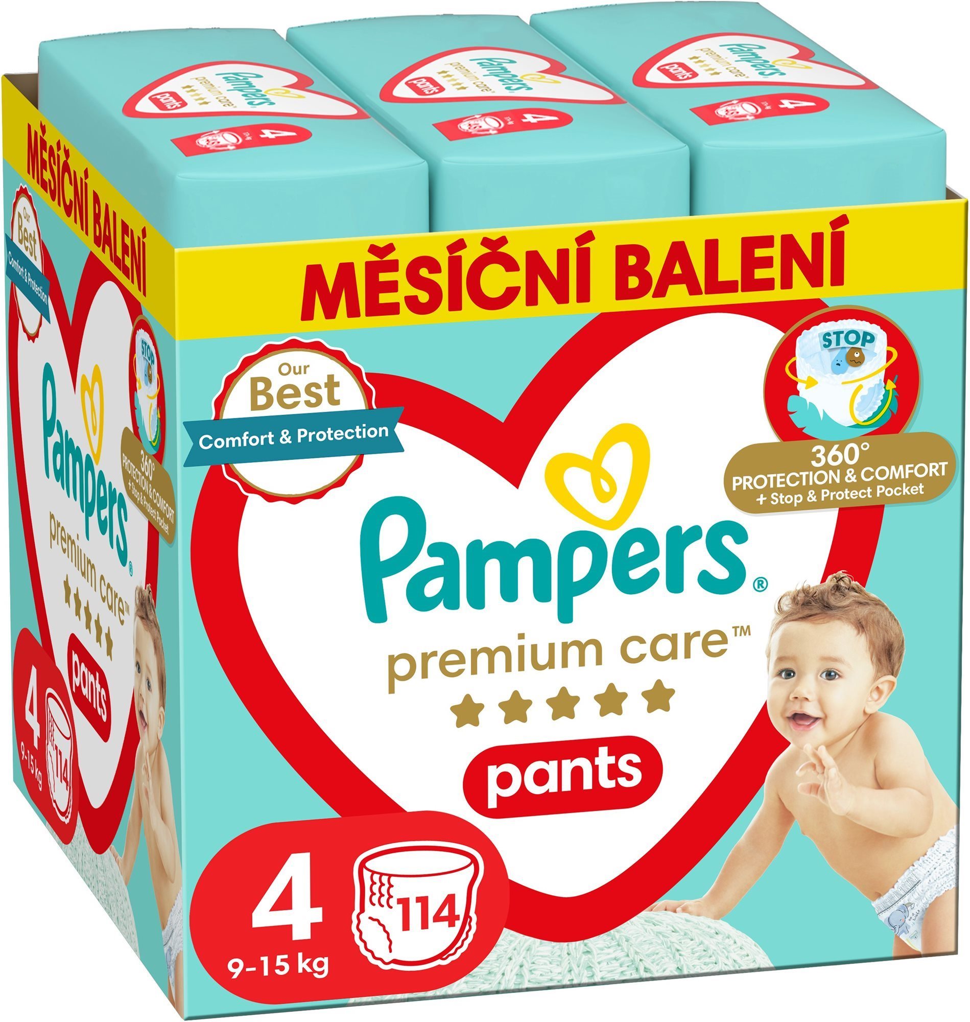PAMPERS Premium Care Pants Veľkosť 4 (114 ks) Plienkové nohavičky