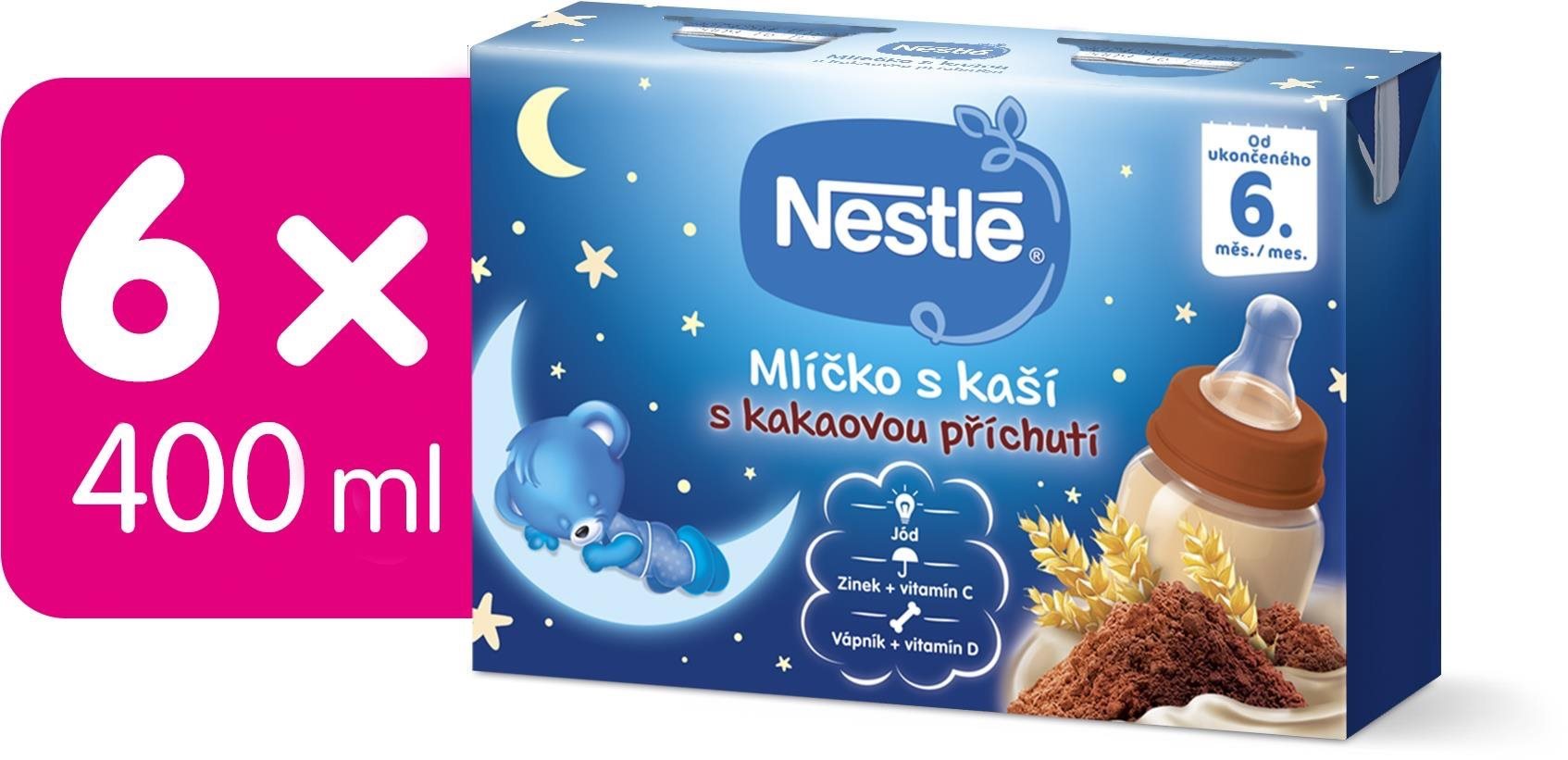 NESTLÉ mlíčko s kaší kakaové 6× (2× 200 ml) Tekutý příkrm