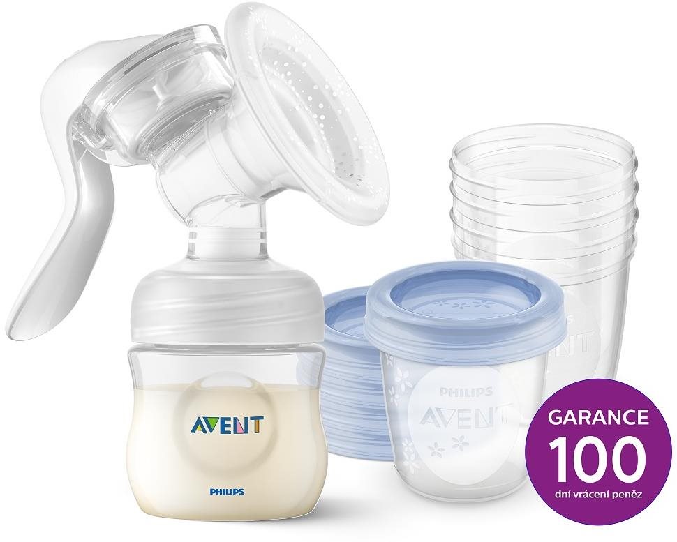 Philips AVENT Kézi mellszívó + VIA 180 ml 5 db Mellszívó