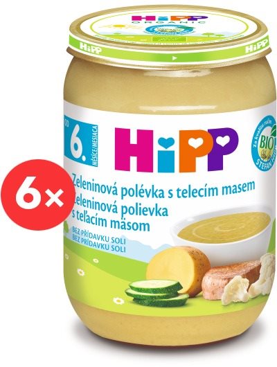 HiPP BIO Zeleninová polévka s telecím masem - 6× 190 g Příkrm