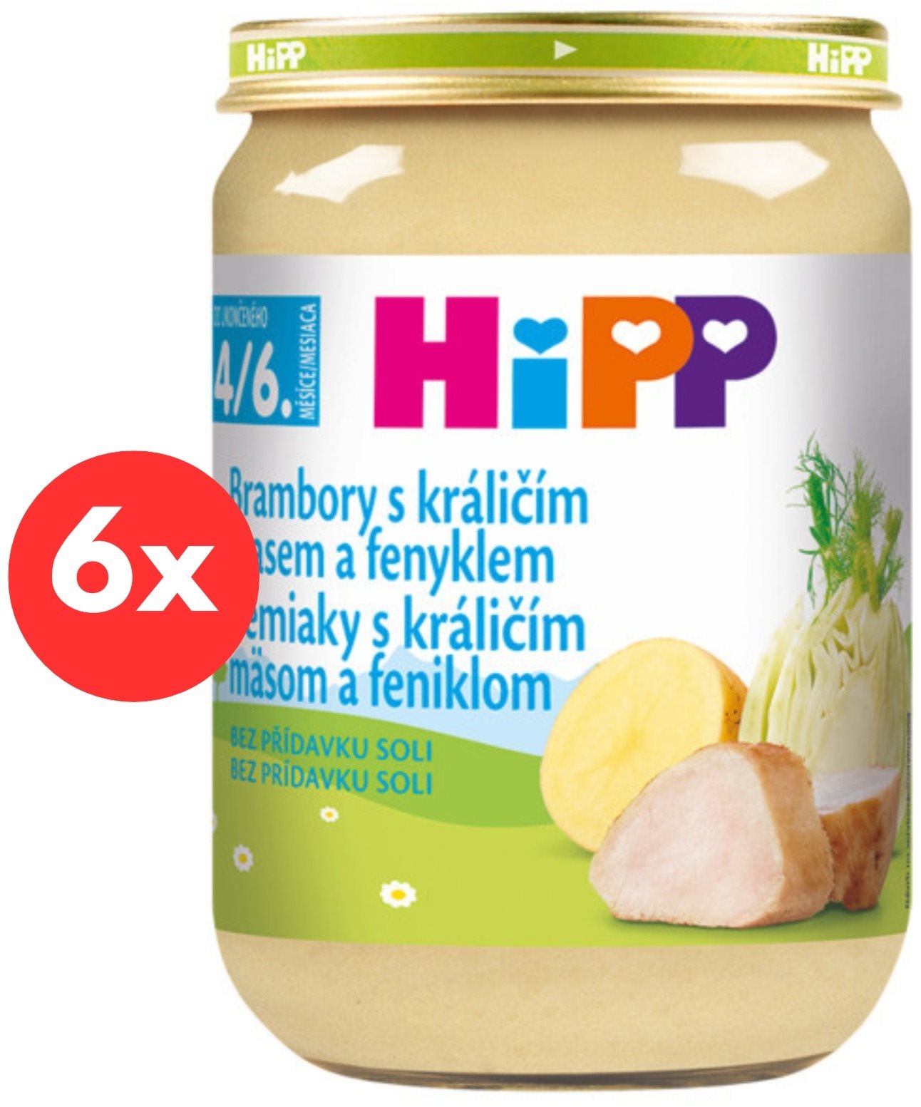 HiPP Brambory s králičím masem a fenyklem od uk. 4.-6. měsíce, 6 ×...