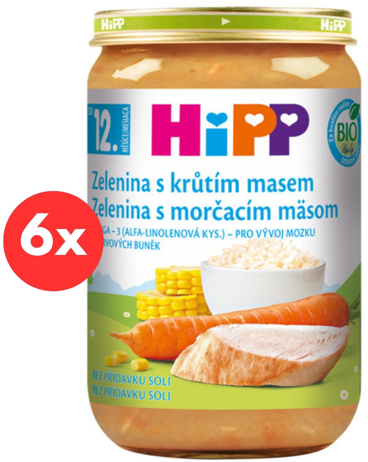 HiPP BIO Zelenina s morčacím mäsom - 6x 220g Príkrm