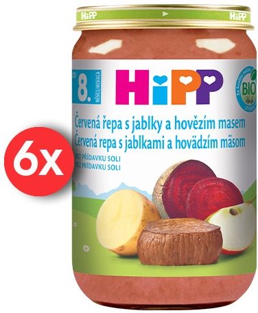 HiPP BIO Červená repa s jablkami a hovädzím mäsom – 6× 220 g Príkrm