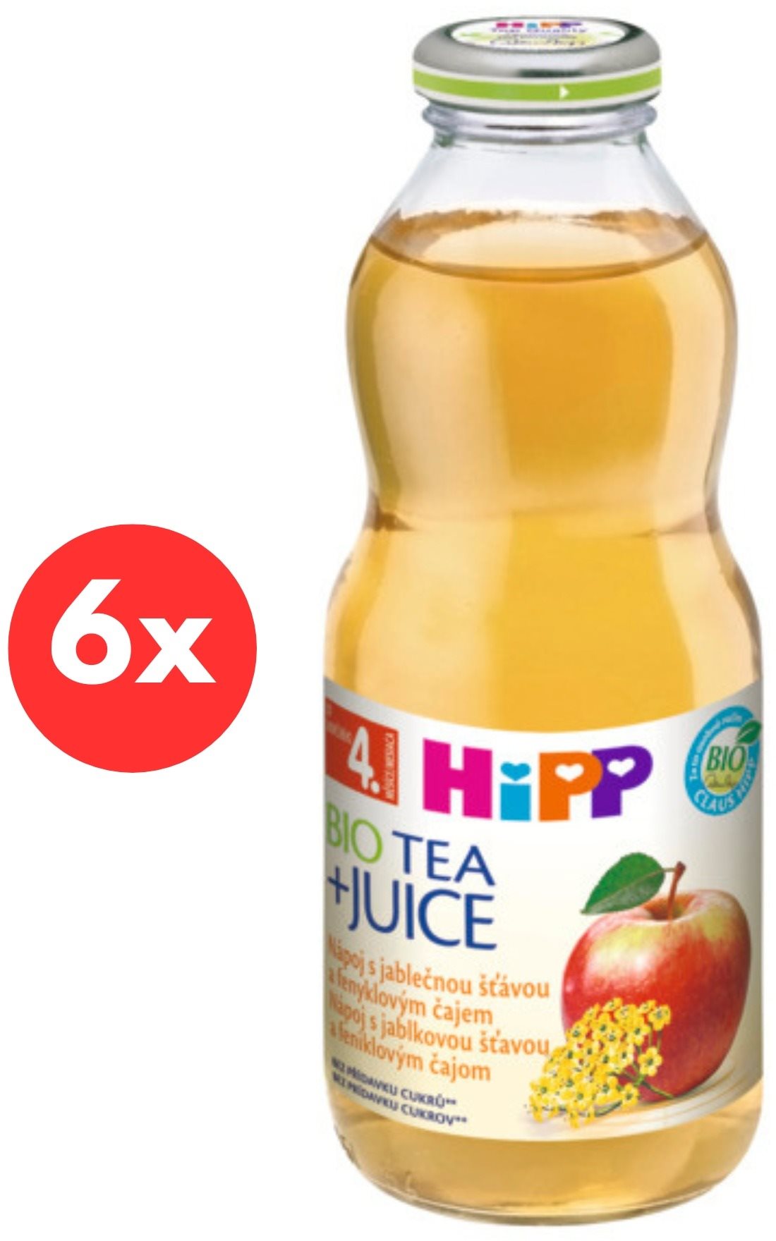 HiPP BIO Nápoj s jablkovou šťavou a feniklovým čajom – 6× 500 ml...