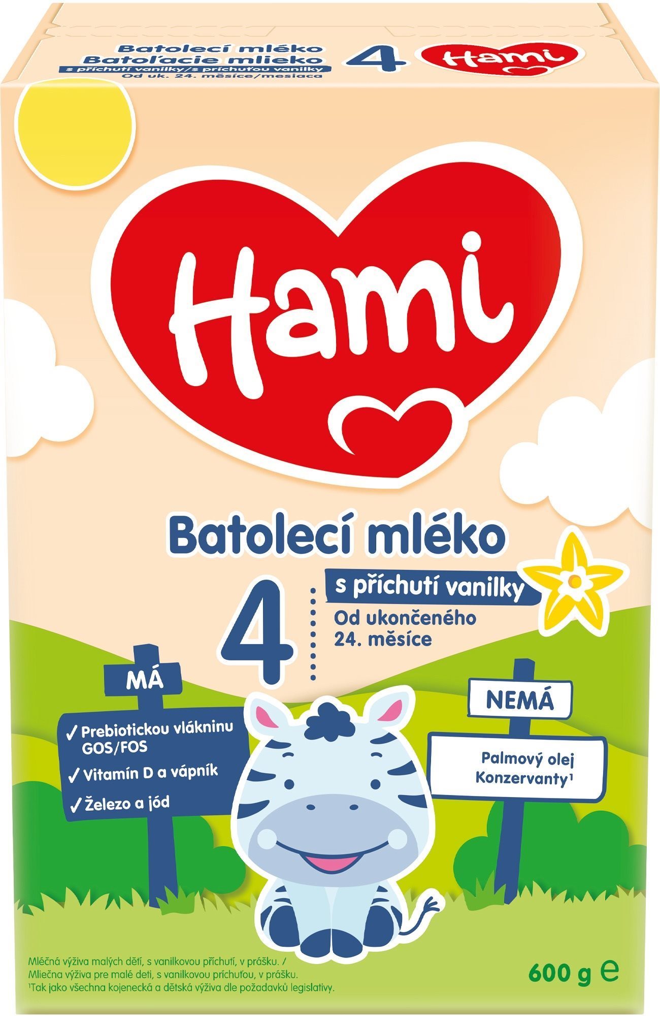 Hami 4 batolecí mléko s příchutí vanilky 600 g Kojenecké mléko