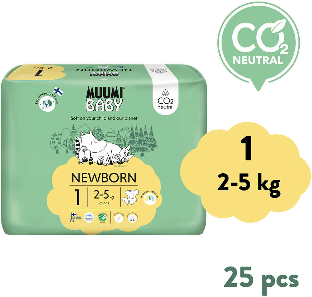 MUUMI BABY Newborn veľ. 1 (25 ks) Eko plienky