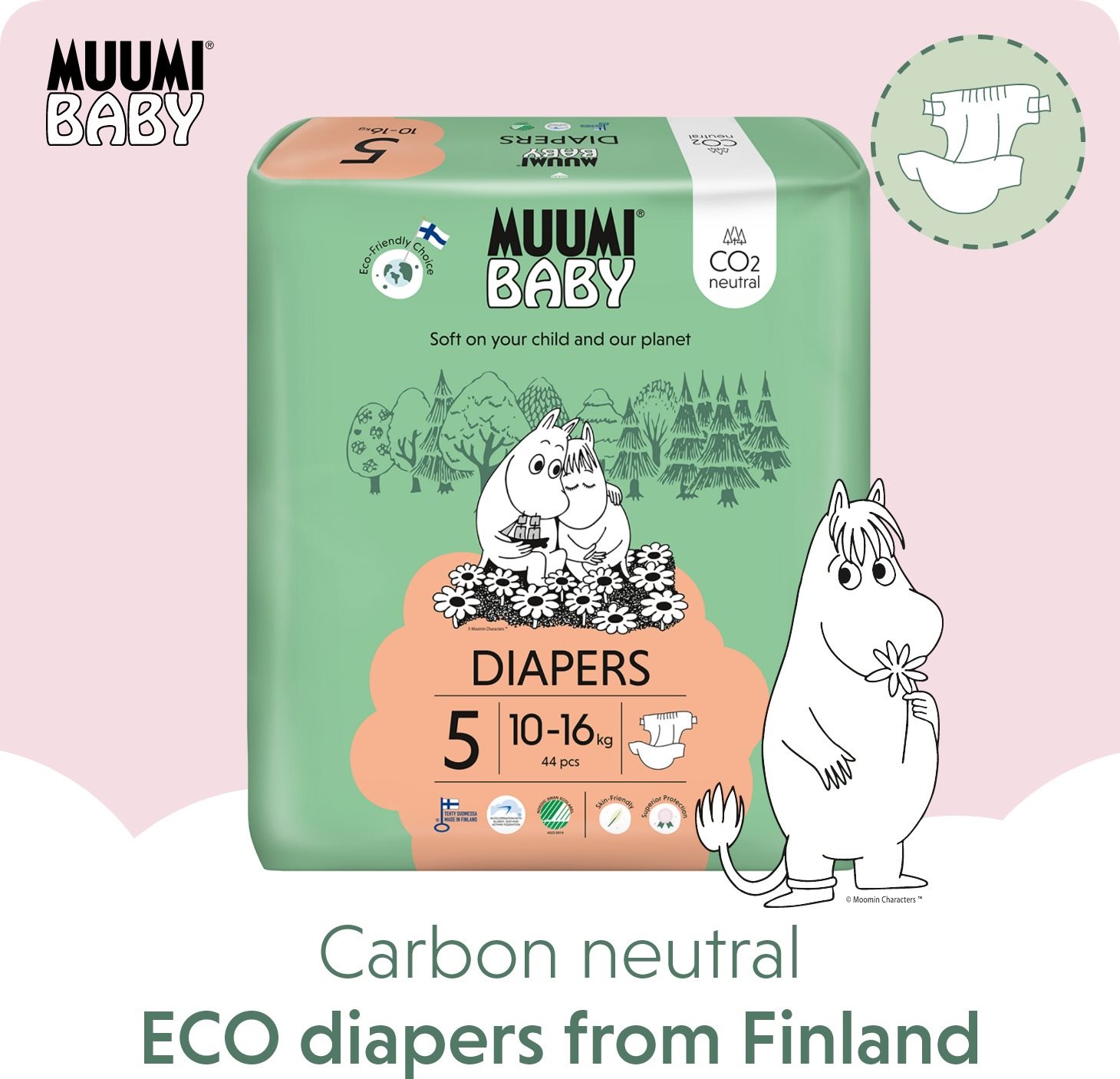 MUUMI BABY Maxi+ veľ. 5 (44 ks) Eko plienky