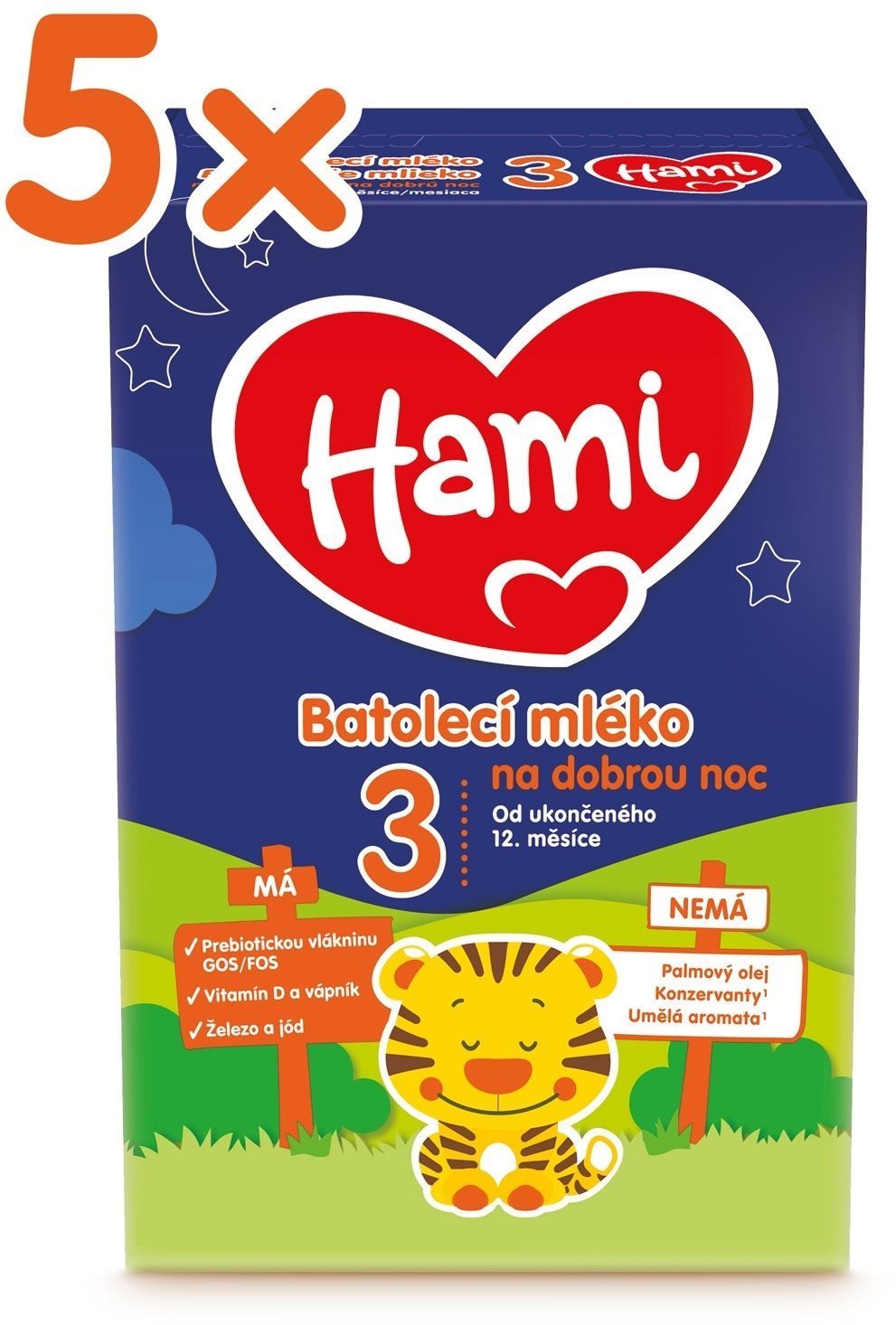 Hami 12+ batoľacie mlieko na dobrú noc 5× 600 g Dojčenské mlieko