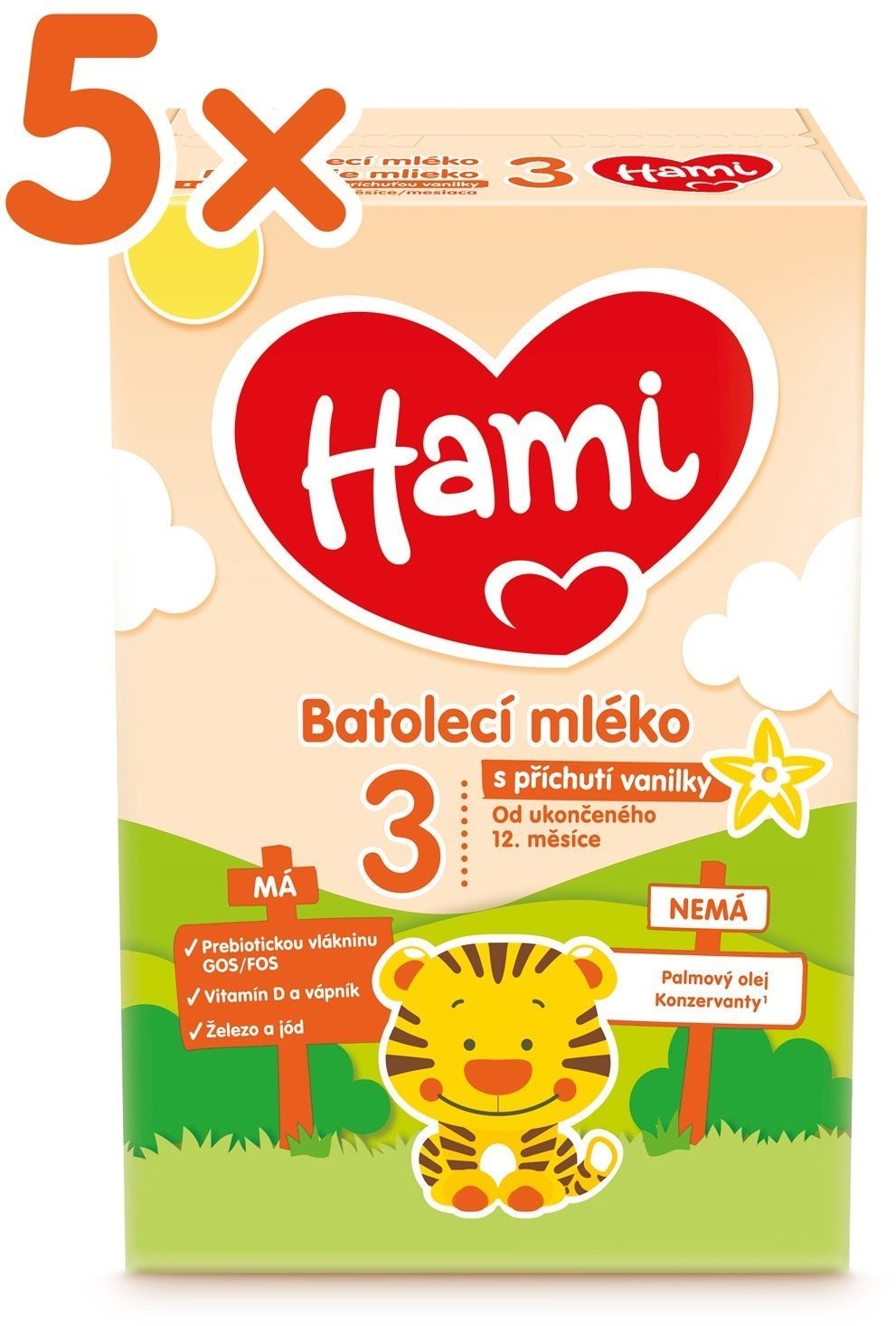 Hami 12+ batoľacie mlieko s vanilkovou príchuťou 5× 600 g Dojčenské...