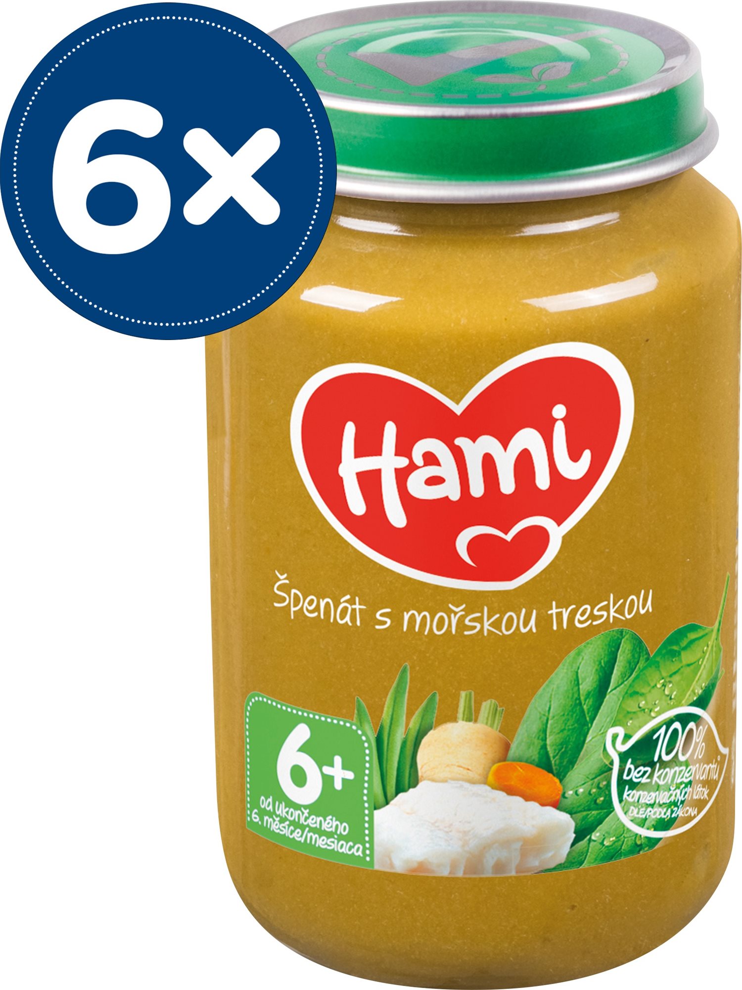 Hami Špenát s mořskou treskou 6× 200 g Příkrm
