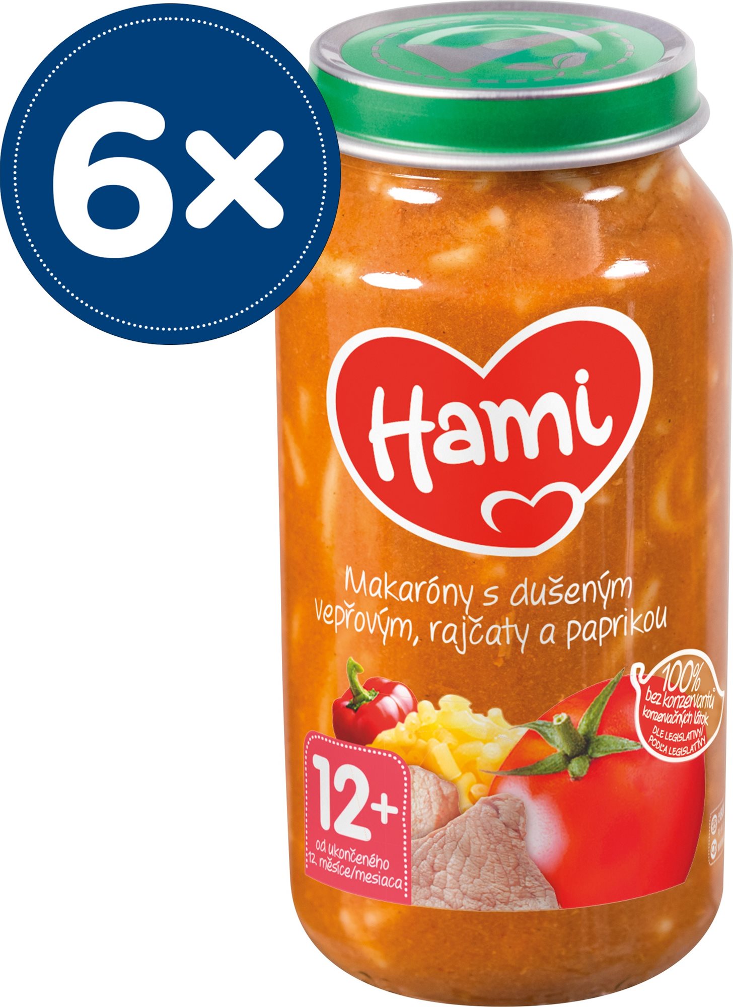 Hami Makaróny s duseným bravčovým, paradajkami a paprikou 6× 250 g...