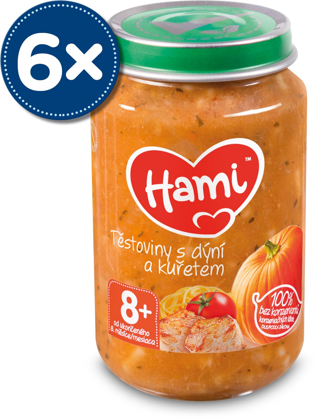 Hami Cestoviny s tekvicou a kuraťom, 6× 200 g Príkrm
