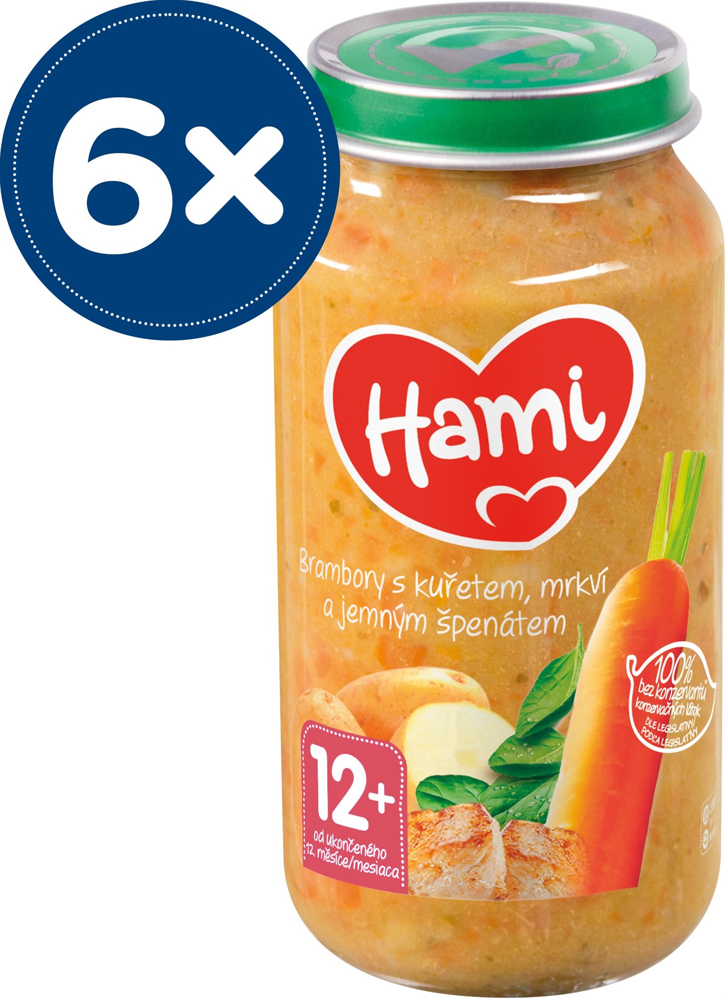 Hami Brambory s kuřetem, mrkví a jemným špenátem 6× 250 g Příkrm