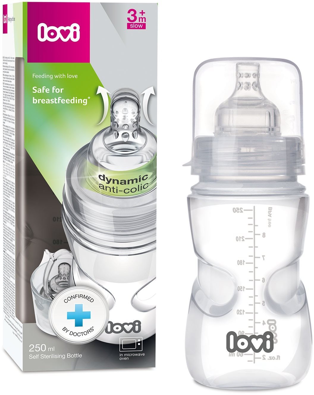 LOVI Samosterilizujúca fľaša 250 ml – super vent Dojčenská fľaša