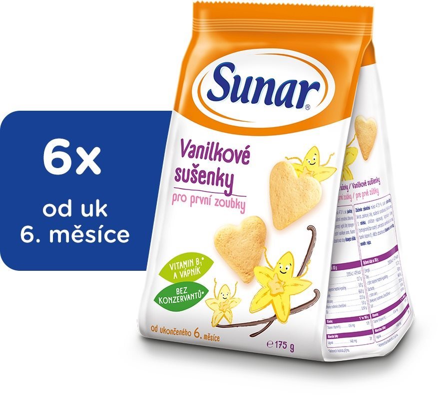 Sunar Vanilkové sušenky 6× 175 g Sušenky pro děti