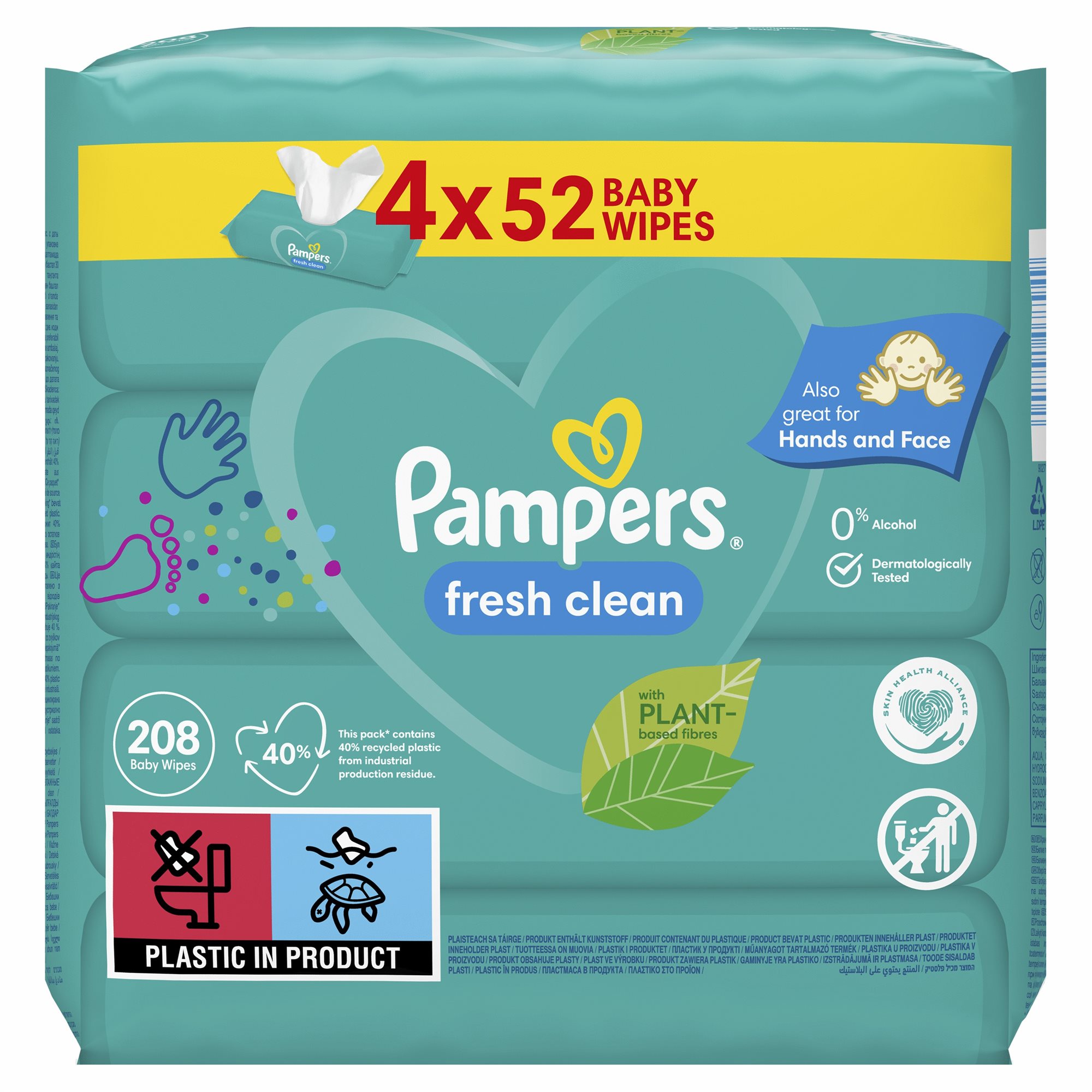 PAMPERS Fresh Clean 4× 52 ks Dětské vlhčené ubrousky