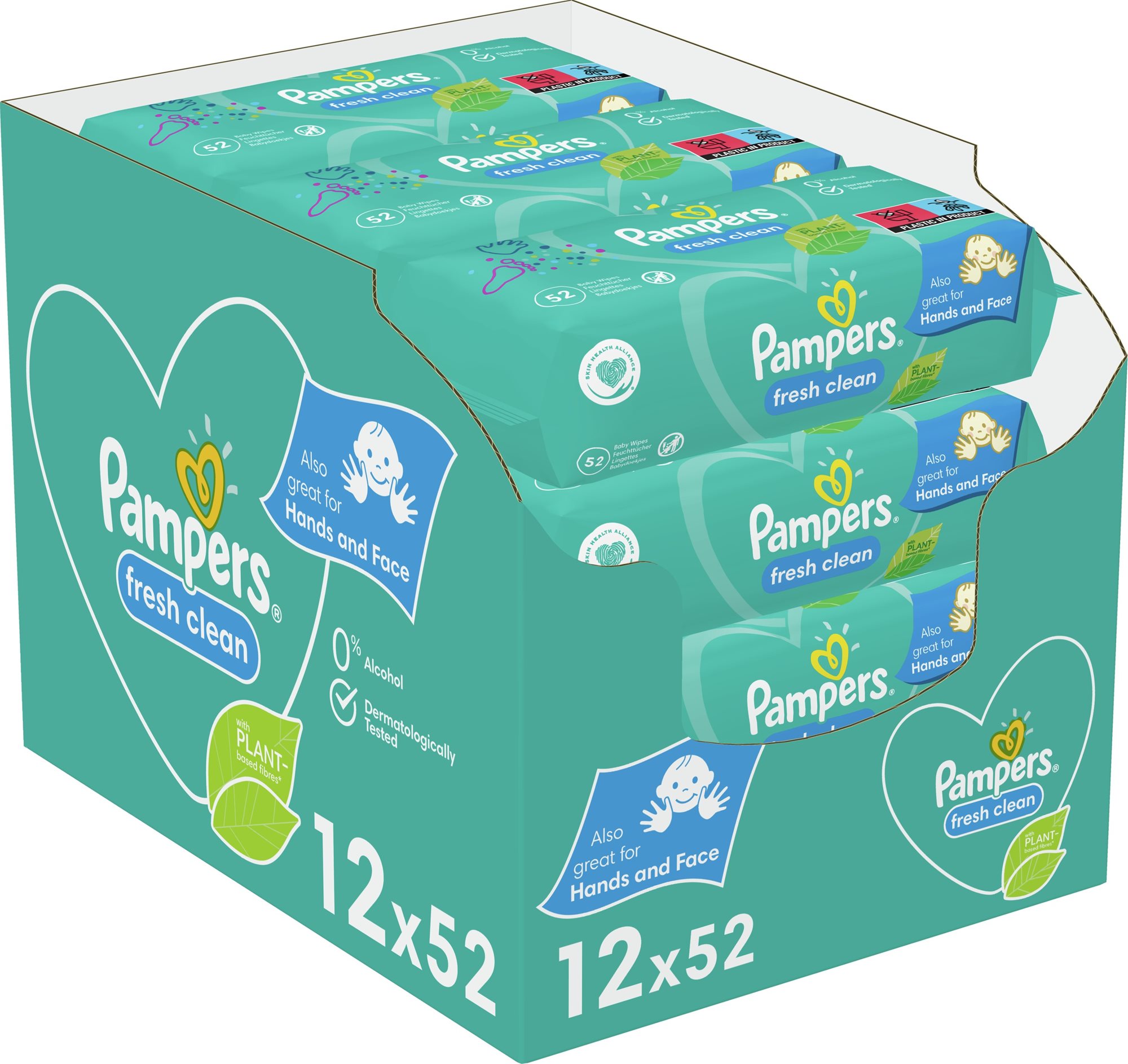PAMPERS Fresh Clean 12× 52 ks Dětské vlhčené ubrousky