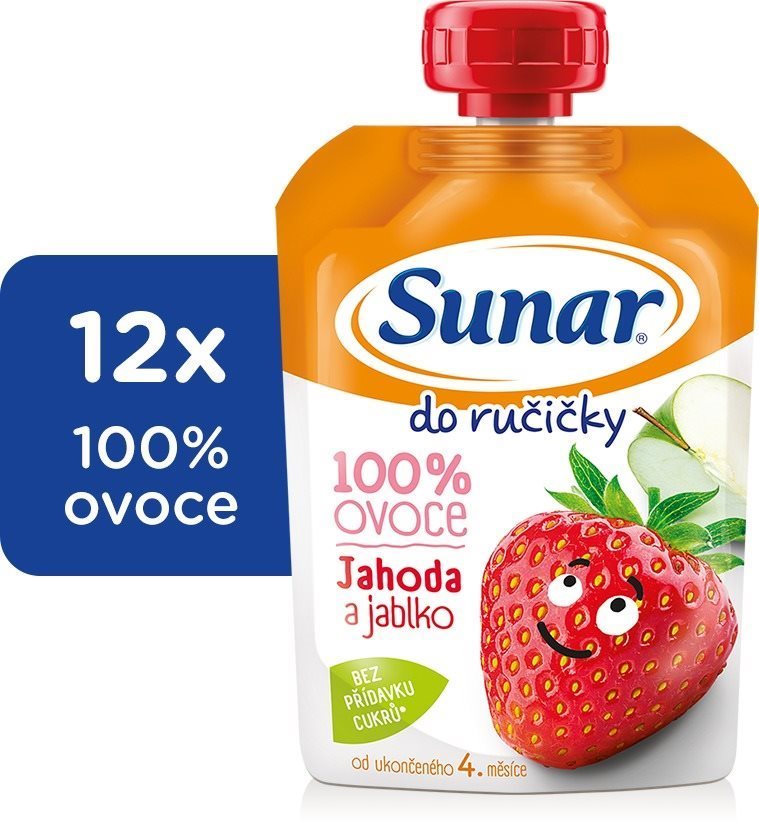 Sunar Do ručičky ovocná kapsička jahoda 12× 100 g Kapsička pre deti