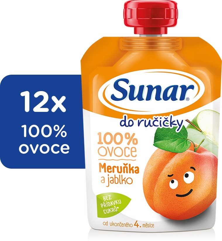 Sunar Do ručičky ovocná kapsička marhuľa 12× 100 g Kapsička pre deti
