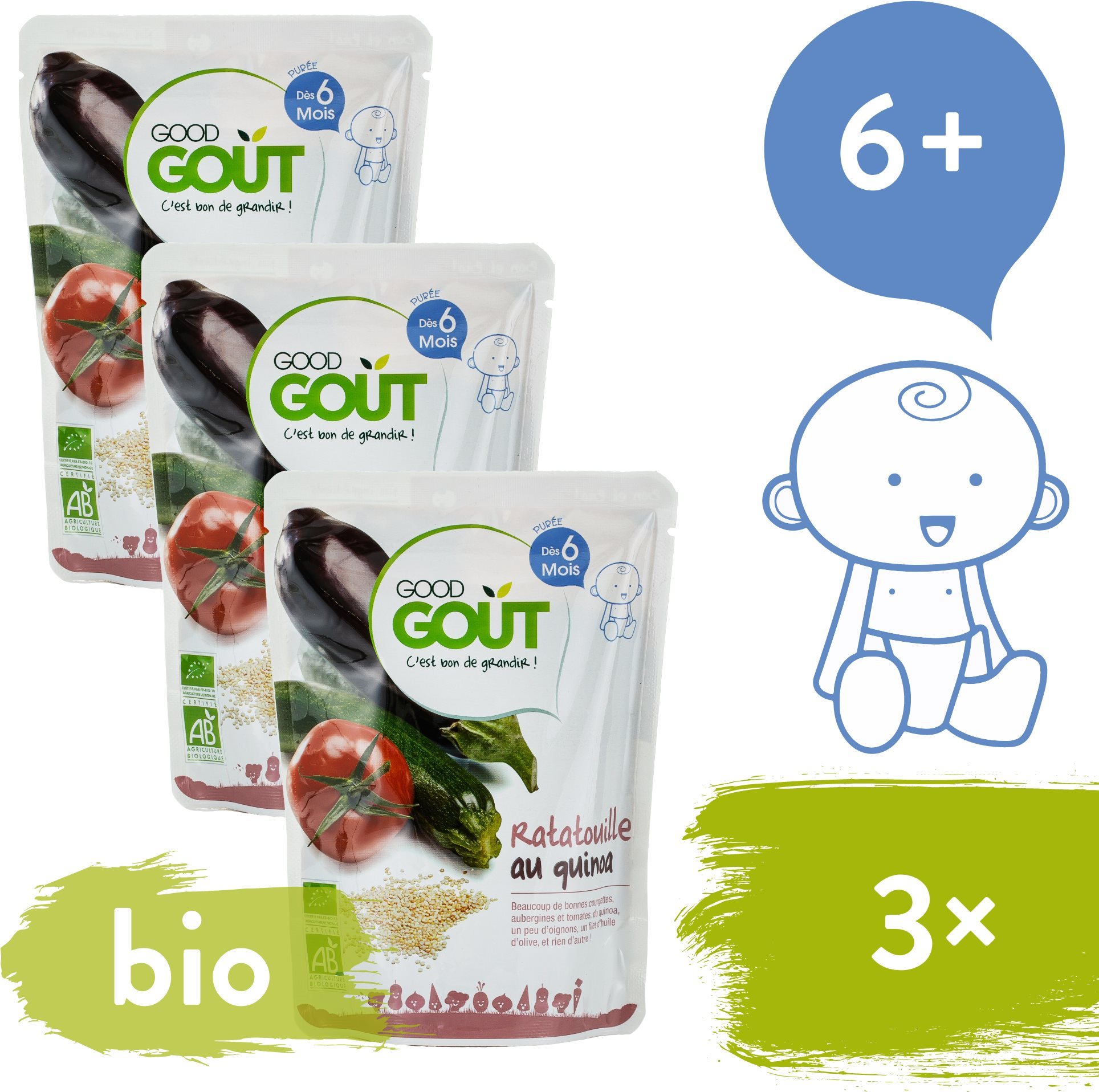 Good Gout BIO ratatouille quinoával 3 x 190 g Bébiétel