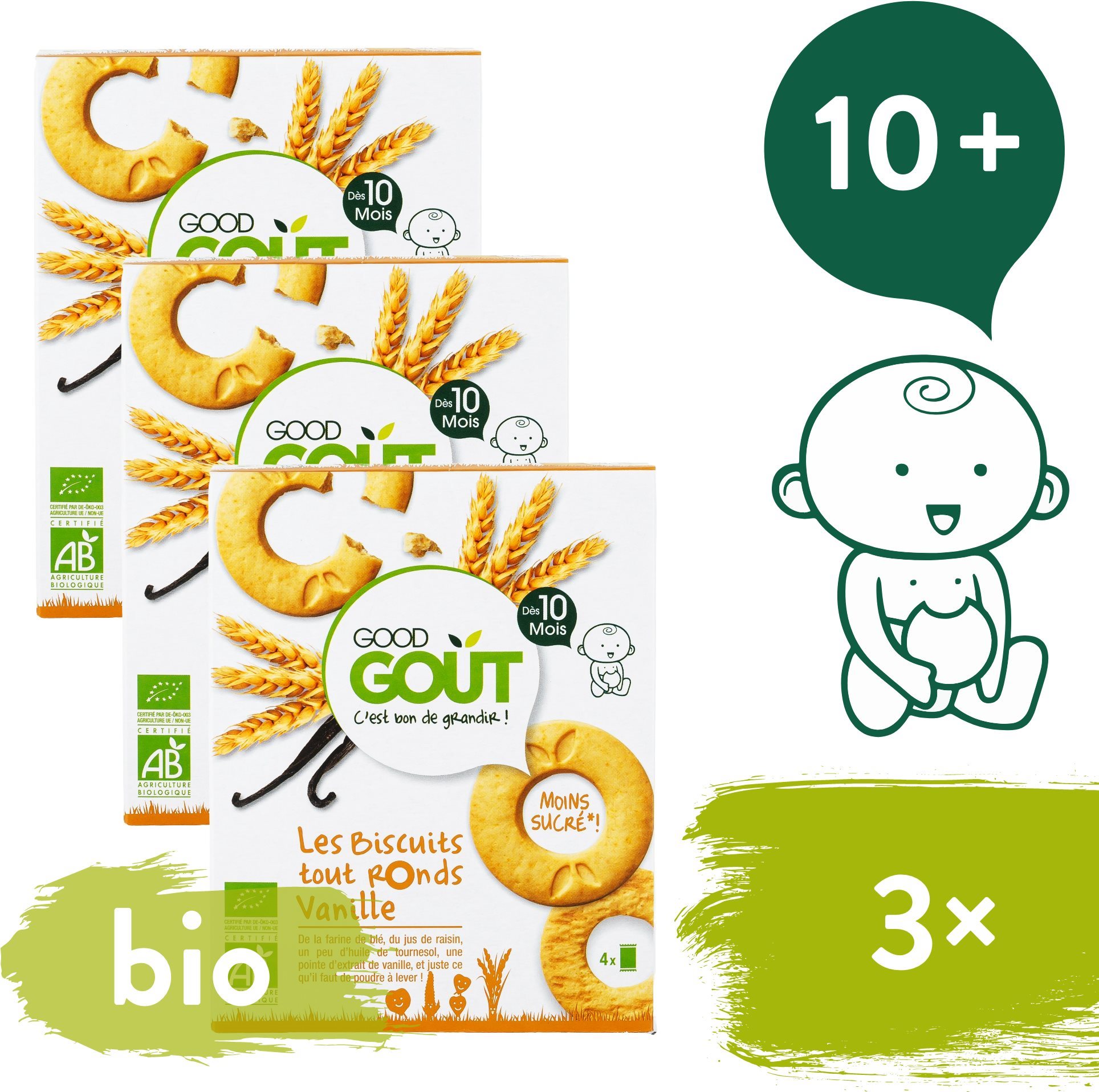 Good Gout BIO Vanilková kolečka 3× 80 g Sušenky pro děti