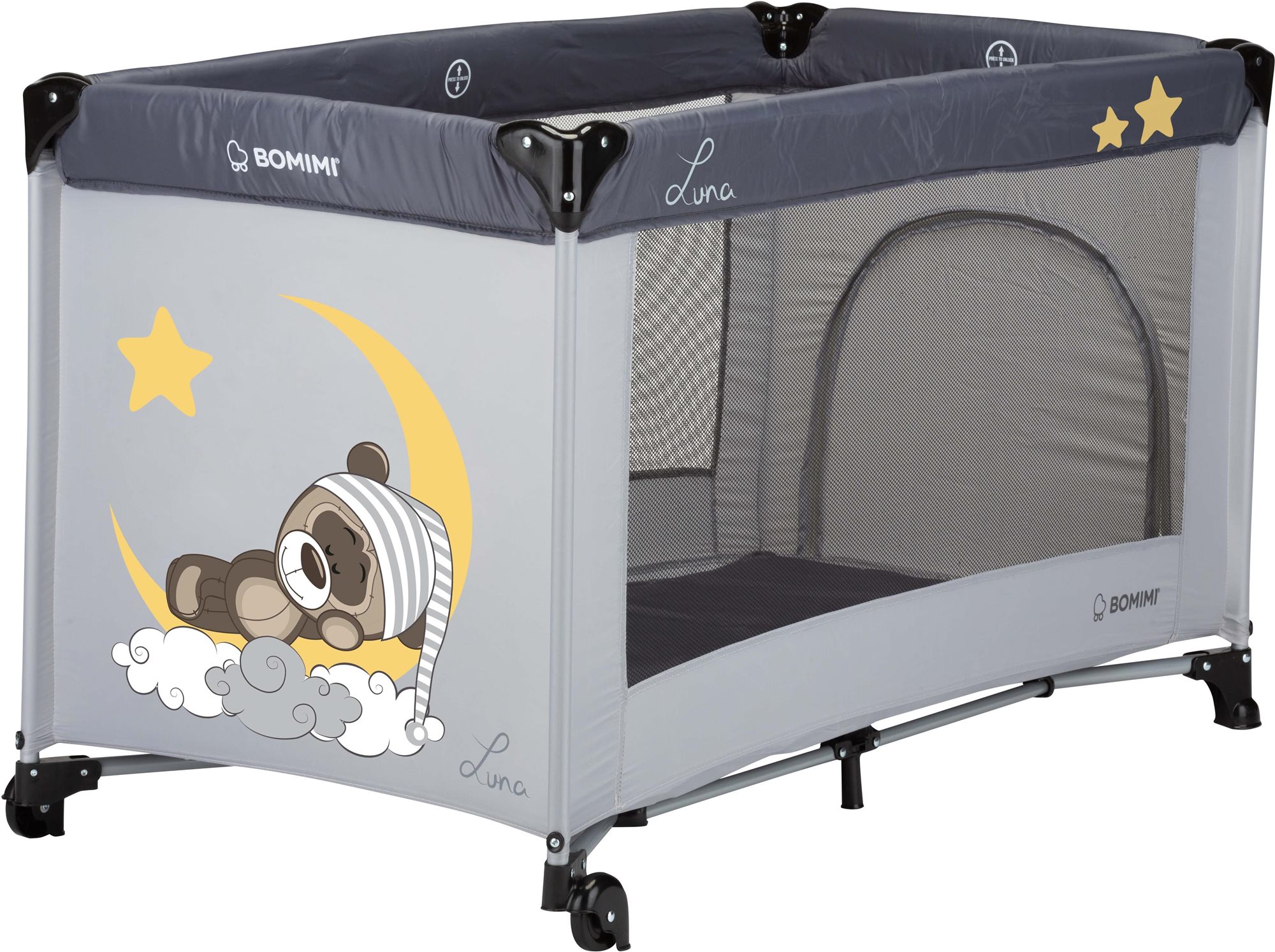 Bomimi LUNA  graphite/sweet dreams Cestovná postieľka